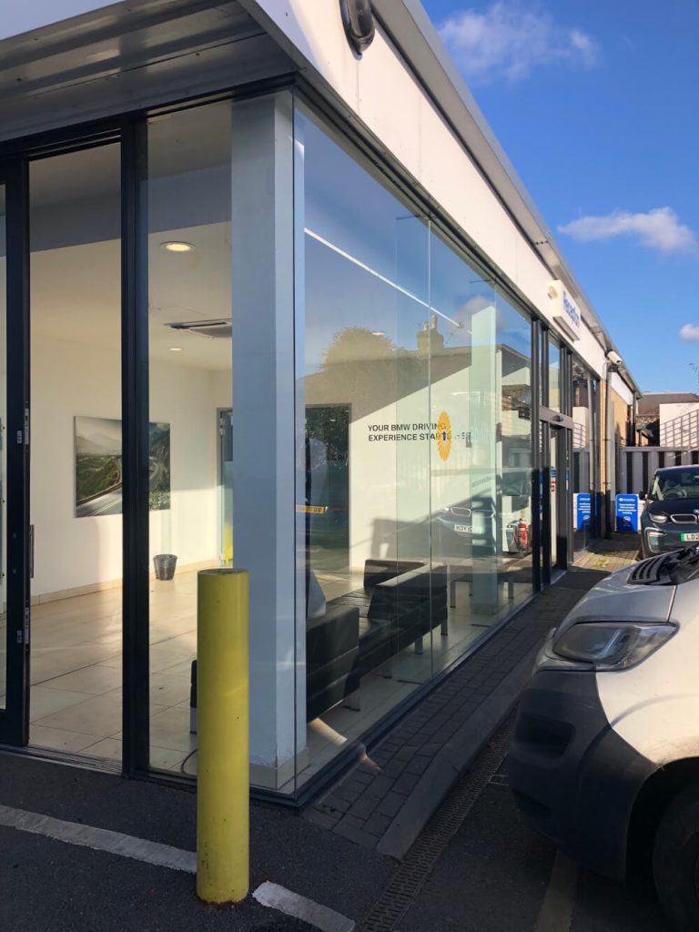 BMW car showroom aluminium shop front