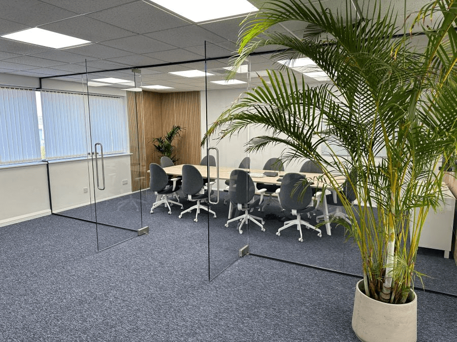 glass partition in office