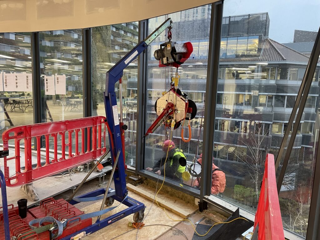 38677 LDD Replacement high level shatterd unit with abseilers before 7